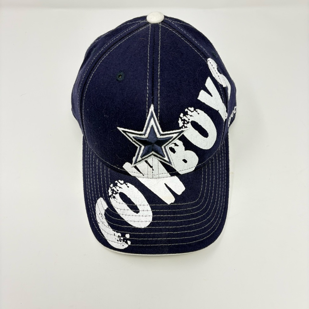 NFL Dallas Cowboys Blue Diagonal Spell Out One Size Hat NFL Team Apparel Reebok